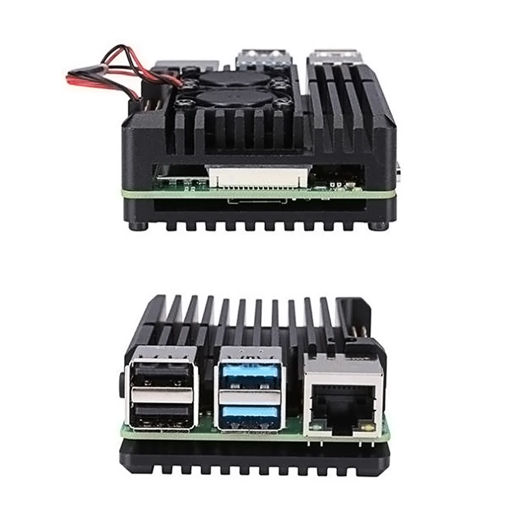 Raspberry Pi 4 B чехол с двойным вентилятором, бронированный пассивный корпус для охлаждения из алюминиевого сплава, совместимый только с Raspberry Pi 4 Модель B