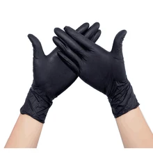 Gants jetables en Latex Nitrile, 10 pièces, noirs et blancs, protection de la cuisine, produits de nettoyage ménagers, accessoires de jardin