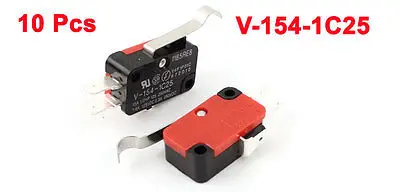 

10 Pcs Micro R Hooked Lever Arm Limit Switch SPDT Normally Open/Close V-154-1C25