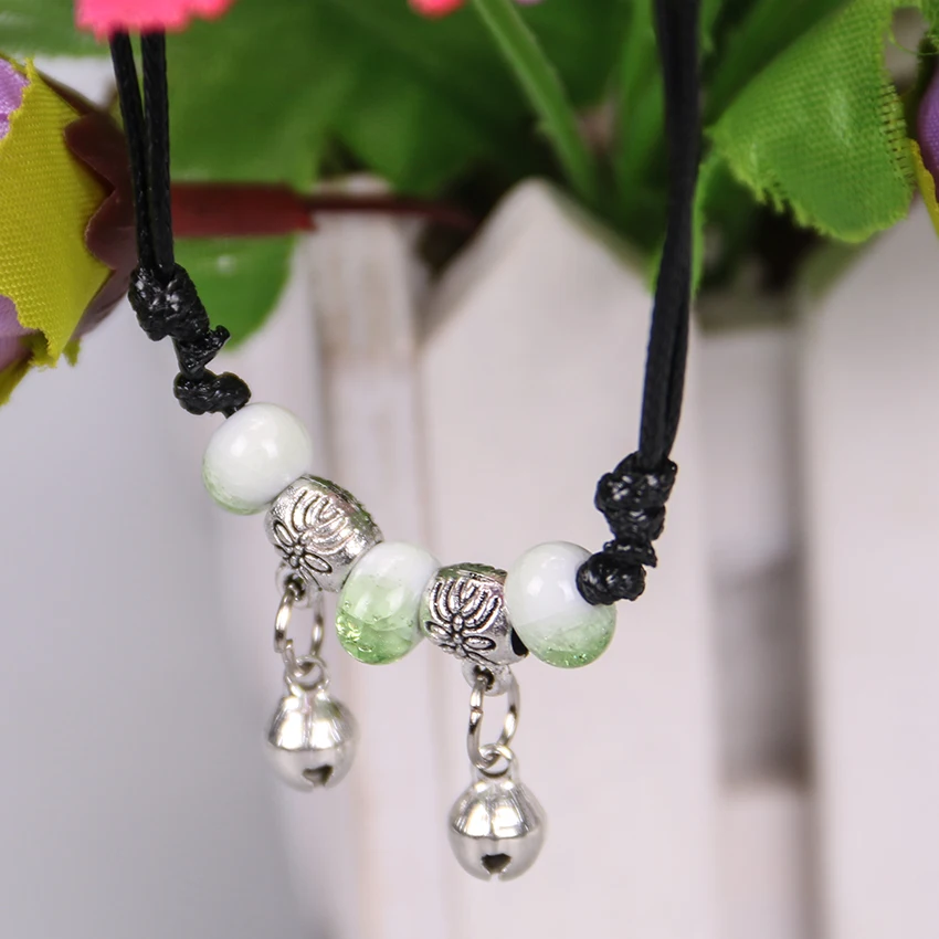 

Folk Style Tibetan Ceramics Beads Elephant Pendant Rope Anklet Fashion Jewelry Women Anklet Couple Beach Party Accessories 1PC