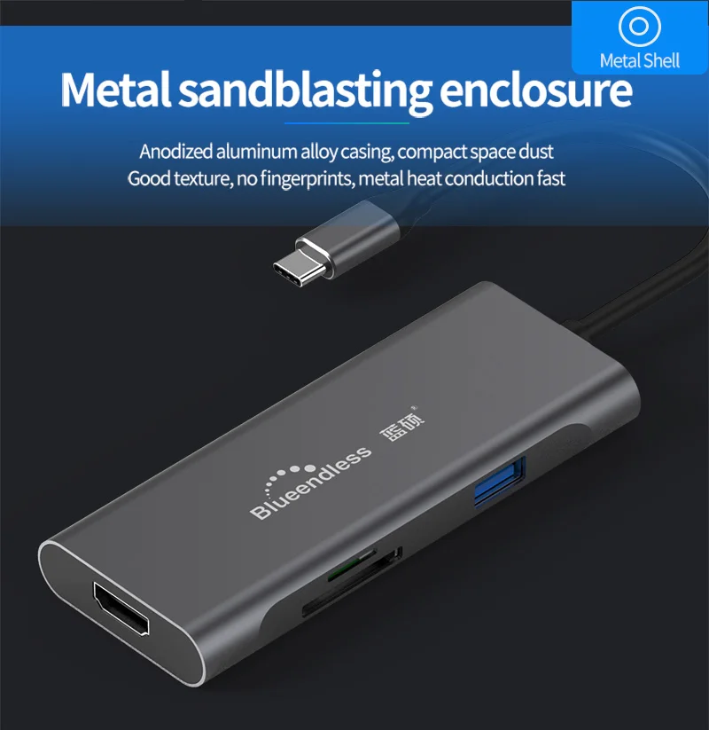 Док-станция для ноутбука 9 в 1 type C USB 3,0 HDMI TF LAN PD usb-концентратор для Macbook huawei XiaoMi DELL Surface lenovo Dock 7/5 в 1