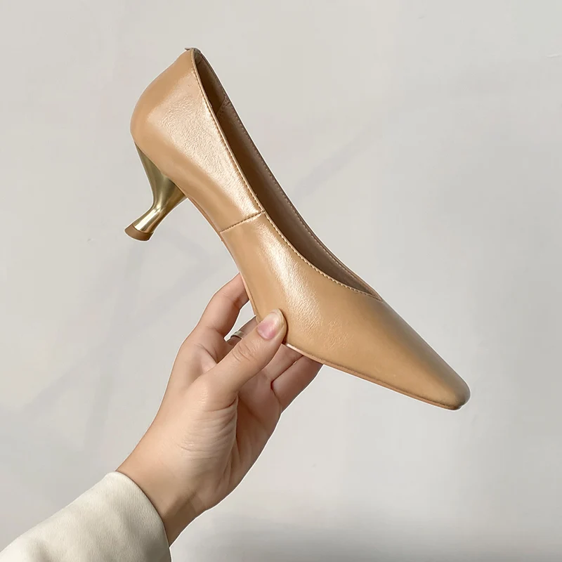 

Women's Shoes Spring and Autumn New All-match Women's Pumps Shllow White High Heels Square Toe Sexy Nude Single Shoes Women