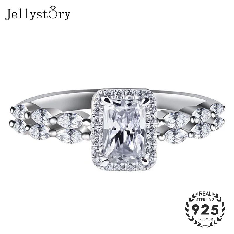 Jellystory роскошные кольца 925 серебро с подвеской прямоугольной формы драгоценный
