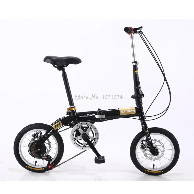 14-inch Foldable Ultra-lightweight Kids Bike Children Variable Speed Dual Brake Folding Bicycle for Student
