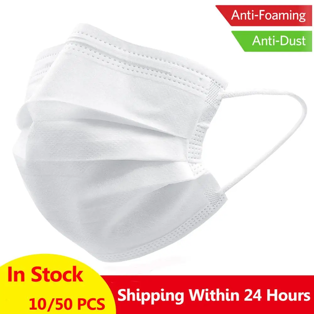 

Dropship 10/50pcs Disposable Masks Non Woven Anti-dust 3 Layers Breathable Face Mouth Muffle Personal protective mask in stock