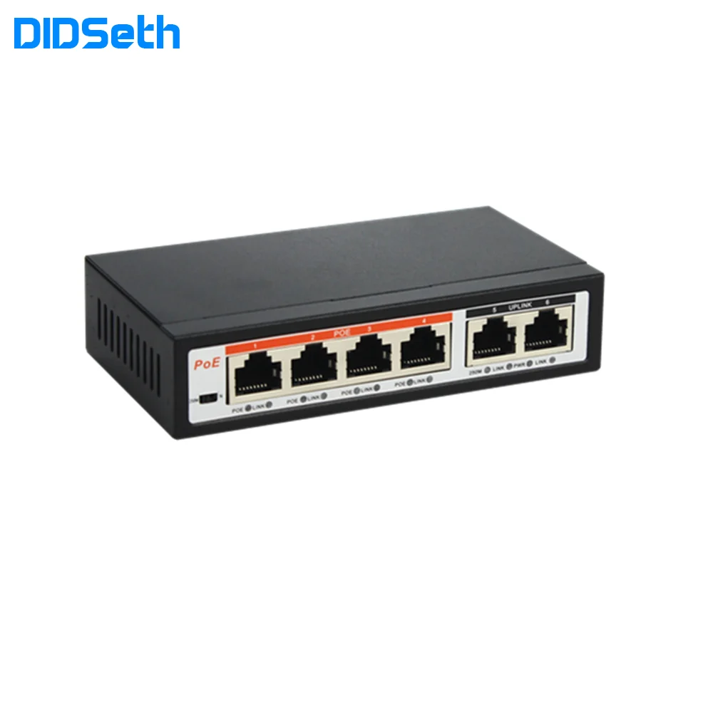 Сетевой коммутатор POE 52 в Ethernet с 4 портами 100 Мбит/с IEEE 802 3 af/at подходит для IP