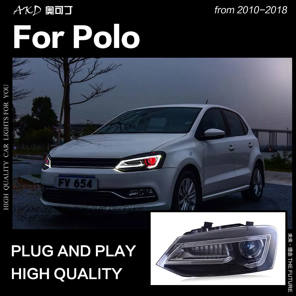 AKD автомобильный Стайлинг для VW Polo фара 2010- Vento светодиодный головной фонарь светодиодный DRL Hid Bi xenon фары светодиодный дальнего света аксессуары