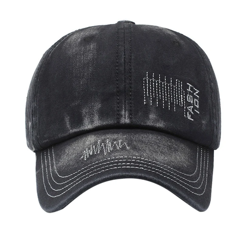 Sports Hiking Cap Retro Style Letter Embroidered Washed Denim Peaked Hat Outdoor Wear With Adjustable Back Closure Safe ZY01