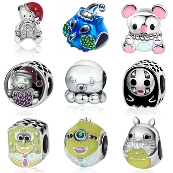 

2019 NEW 100% 925 Sterling Silver Charm Creative Yellow Lovely Black Bead Fit Original DIY Charm Bracelet Jewelry Making Gift