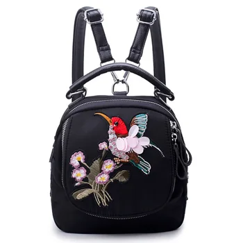 

Fashion Embroidery 3D Bird Pattern Women Backpack High Quality Durable Small Shoulders Bag Girls Lovely Cartoon Backpack 2019