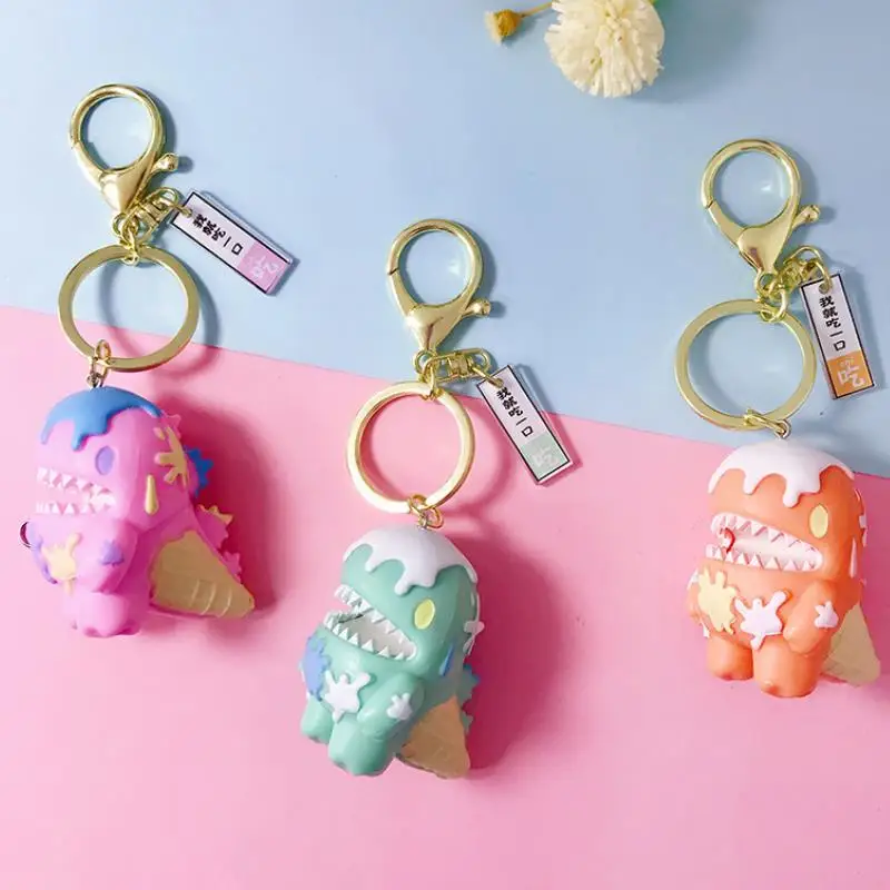 

1Pc exquisite fashion Ice cream Little Dinosaur Keychain Figures Action toy Animal Dinosaur Pendant Kids Toy gift