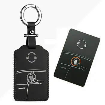 

For Tesla Model 3 Y Black PU Leather Samrt Remote Key Fob Holder Ring Case Cover