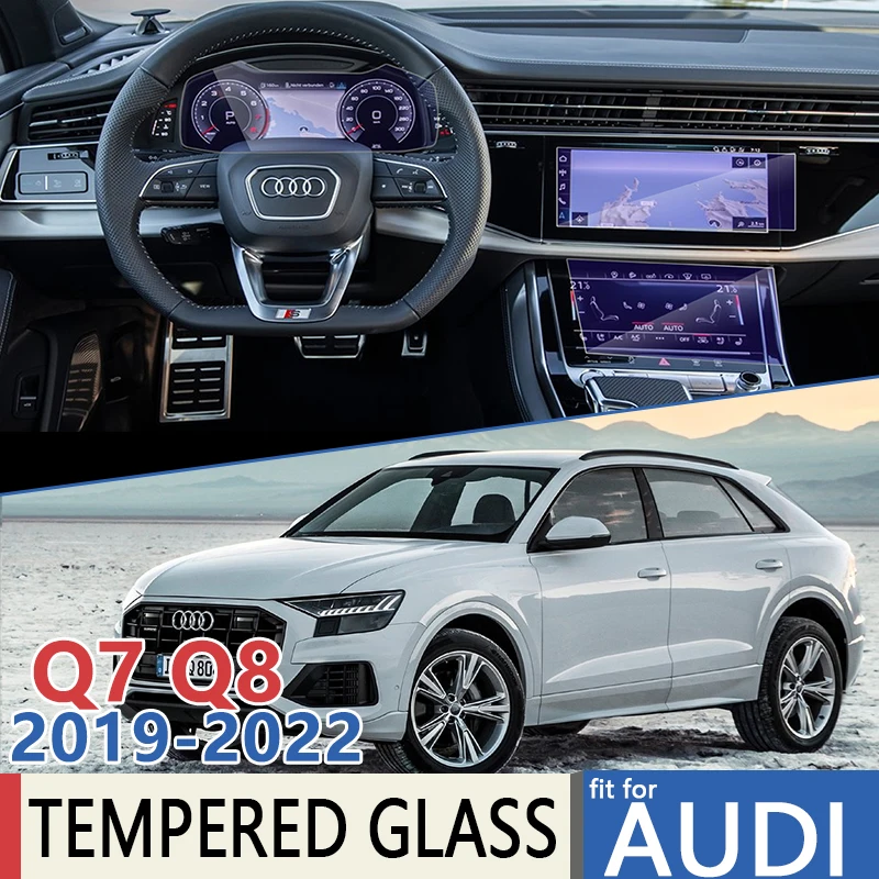for Audi Q7 4M MK2 Q8 MK1 2019~2022 Car Navigation Instrument Ultra-Thin Film Full Screen Protector Tempered Glass Accessories | Автомобили