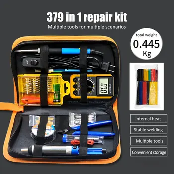 

Temperature Control Switch Soldering Iron 379 Pieces Digital Multimeter Electrician Repair Welding Tool Set