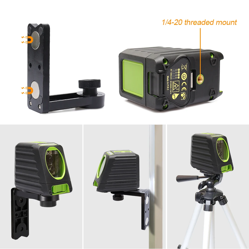 Huepar 150ft/45m Cross Line Laser Level 2 Lines Self Leveling Vertical & Horizontal Green Beams for Outdoor Use BOX-1G laser level