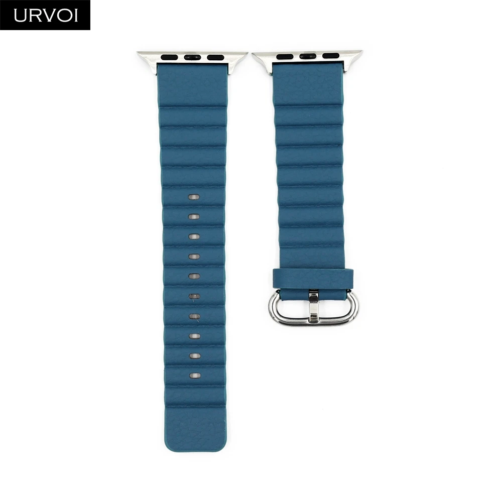 URVOI ремешок для Apple Watch 5 4 3 2 1 pu кожаный ремешок для iWatch 40 44 мм Современная Классическая Пряжка conforatble feel - Цвет ремешка: Blue