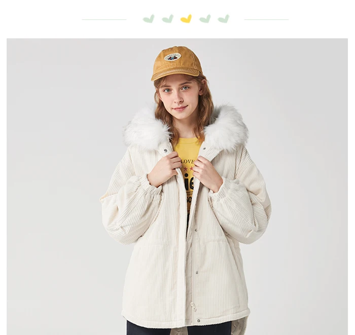 SEMIR, женская зимняя парка, новинка, Ретро стиль, вельвет, хлопок, для женщин, Корейская версия, свободное, с капюшоном, Parker, хлопковое пальто