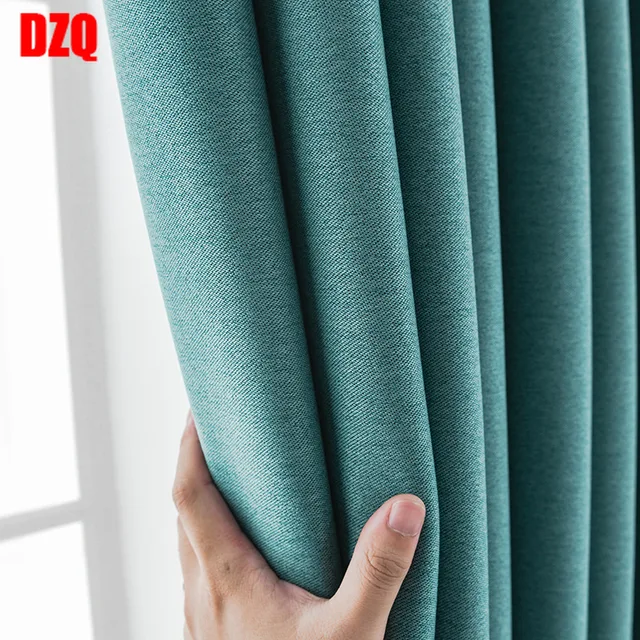 Nordic Thick blackout double-sided linen curtains for living room bedroom thermal insulation black gray solid curtain drapes 1