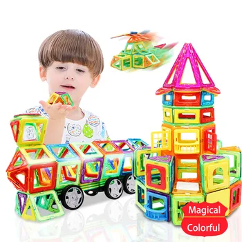 

44-157Pcs Big Magnetic Designer Construction Set Model & Building Toy Plastic Magnetic Blocks Educational Toys Christmas Gifts