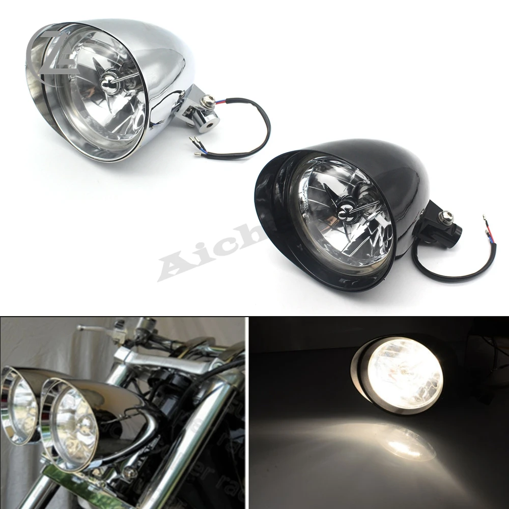 

ACZ 4.5'' Chrome Clear Lens Bullet Headlight for Harley Custom Chopper Softail Sportster Bobber Dyna Visor Head Light Lamp