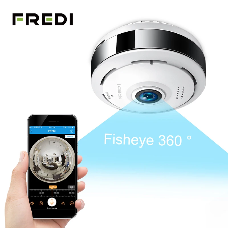 FREDI IP камера 360 градусов панорамная рыбий глаз беспроводная WiFi 960P HD 1.3MP