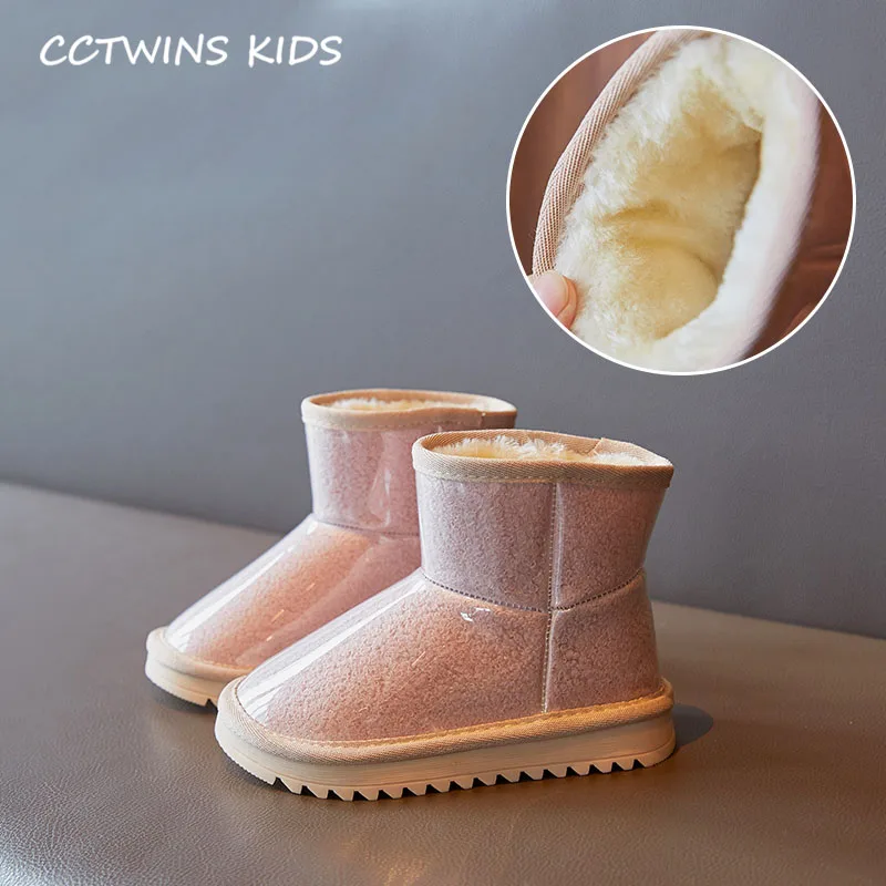 Розовый CCTWINS/детская обувь; коллекция года; зимние брендовые ботинки для малышей; Модные ботильоны для маленьких девочек; детская черная теплая обувь для мальчиков; SNB109 - Цвет: Розовый