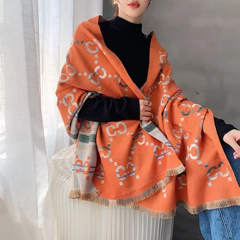 

Quality Cashmere Shawls Lady Pashmina Scarves Women Thick Warm Blanket Wraps Print Brand Female Foulard 2020 Winter Scarf
