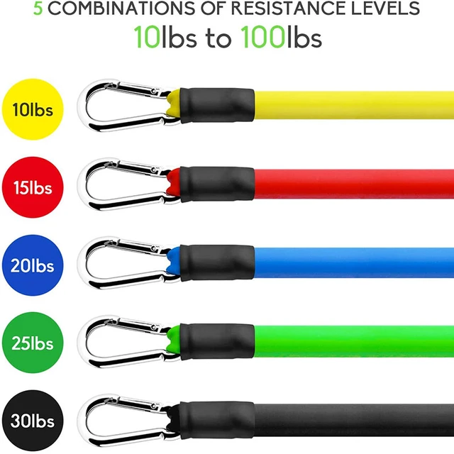 11 Pieces Yoga Resistance Bands Set Power Rubber Elastic Tube Expander Home Gym Fitness Workout Exerciser Pull Up Strength Ropes 2