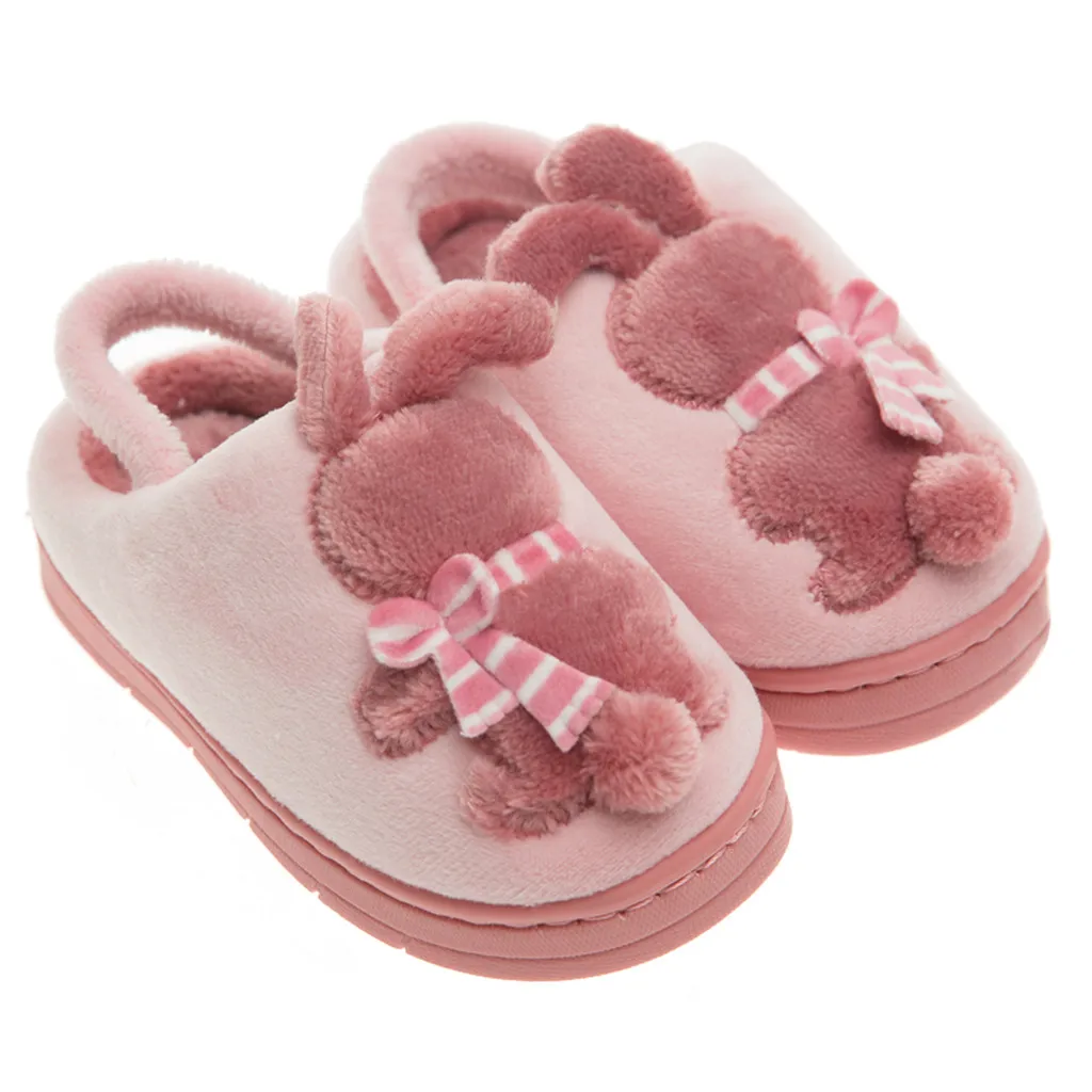 Зимние тапочки для маленьких девочек; детские тапочки для мальчиков и девочек; детская одежда; Вьетнамки; Детская домашняя обувь; меховые шлепанцы;#3 - Цвет: Розовый