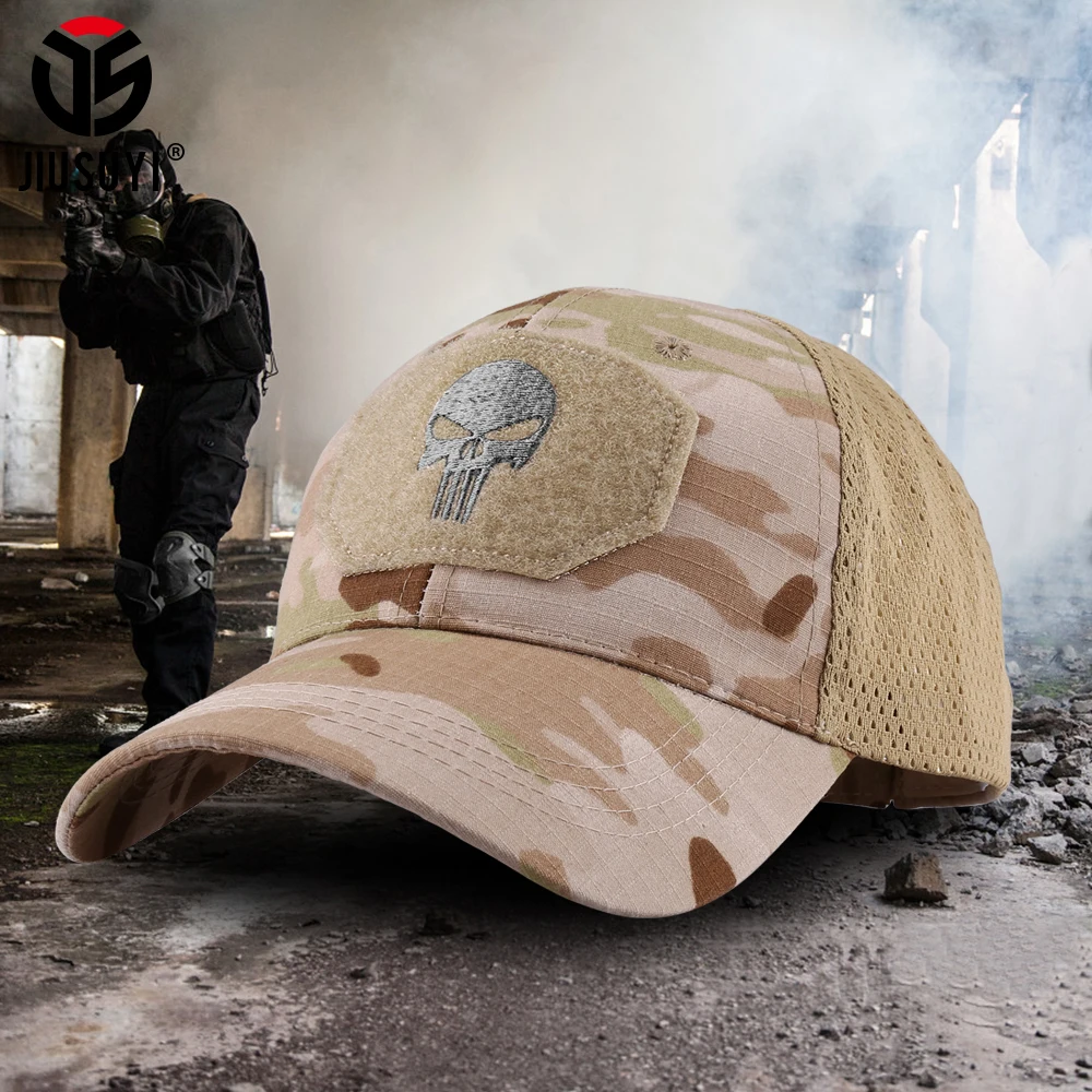 Military Skull Baseball Caps Ghost Camouflage Tactical Army Combat Paintball Adjustable Cap Summer Sun Hats Men Women Fashion