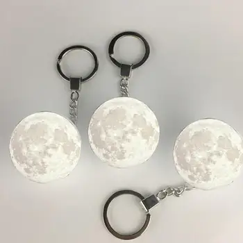 

VKTECH Portable 3D Print Moon Light Keychain Decoration Night Lamp Creative Gifts Portable 3D Unique Moon Shape Decora Keychain