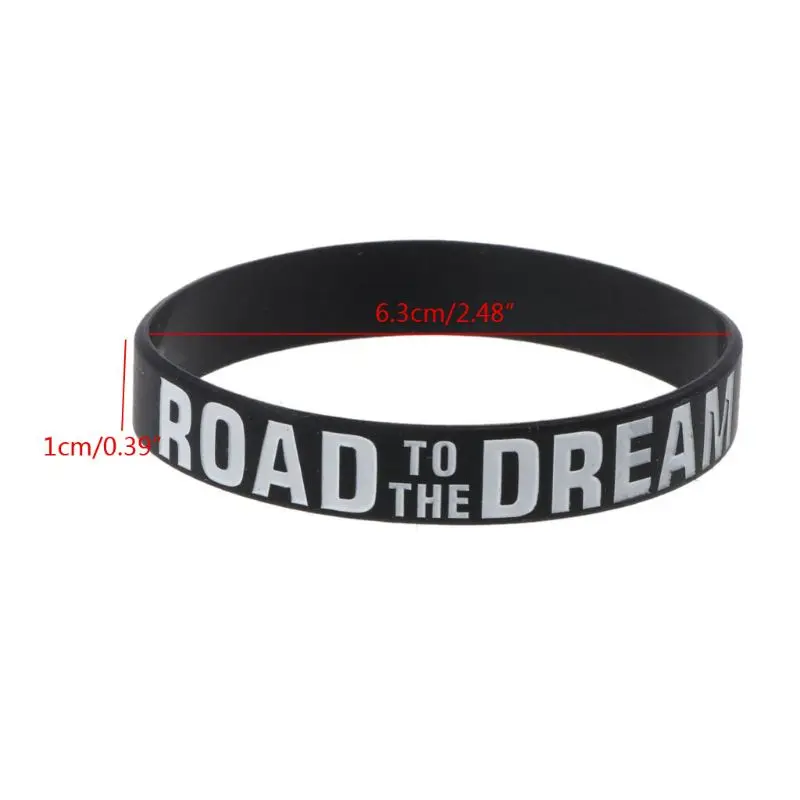 Bracelet Jewelry Road to the Dream Never Give Up Motivational Bracelets Silicone Rubber Band Elastic Inspirational Bracelets Jewelry Gift