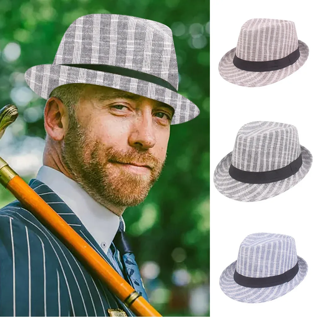 Новинка, модная мужская шляпа fedoras, женская, модная, джазовая шляпа, летняя, весенняя, черная Шерстяная Смесь, повседневная, полосатая шапка S12