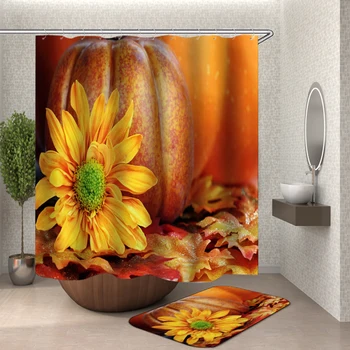 

yellow flower bathroom curtain polyester Halloween shower curtain bath curtain waterproof