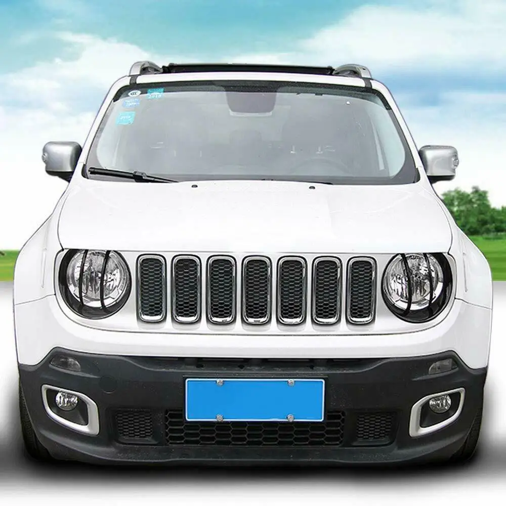 Front Headlight Head Lamp Hood Guard Decor Cover Trim for Jeep Renegade 14-18
