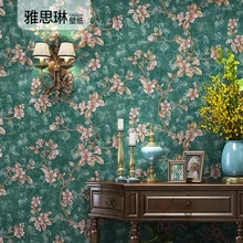 Высокое качество 3D рельефные европейские обои роскошный нетканый материал Американский Сад Цветочный спальня гостиная Павлин зеленый