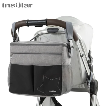 Insular Baby Diapers Bag Outdoor Travel Mommy Bag for Stroller Large Capacity Insulation Nursing Bag Polyester Solid Diaper Bag 1