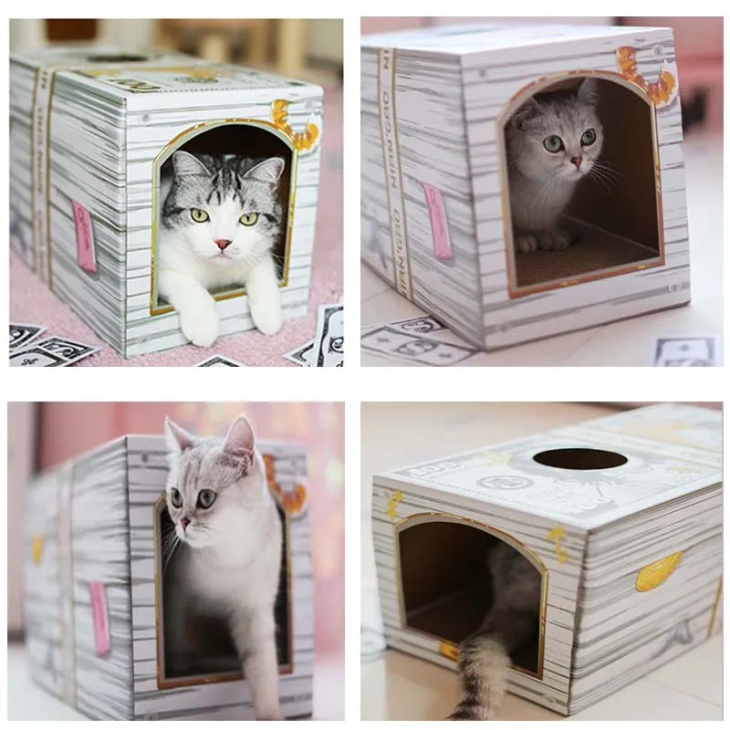 ПЭТ кошачий собачий дом с царапинами доска Складная Спящая кошка кровать гнездо