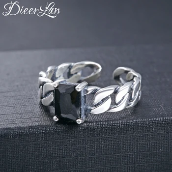 

New Silver 925 Black Rings for Women Lady Punk Vintage Open Antique Rings Statement Sterling Silver Jewelry Anillos