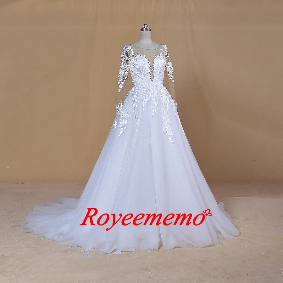 Дизайн, свадебные платья Vestidos de Noivas, цвет кожи, тюль, длинный рукав, свадебное платье на заказ