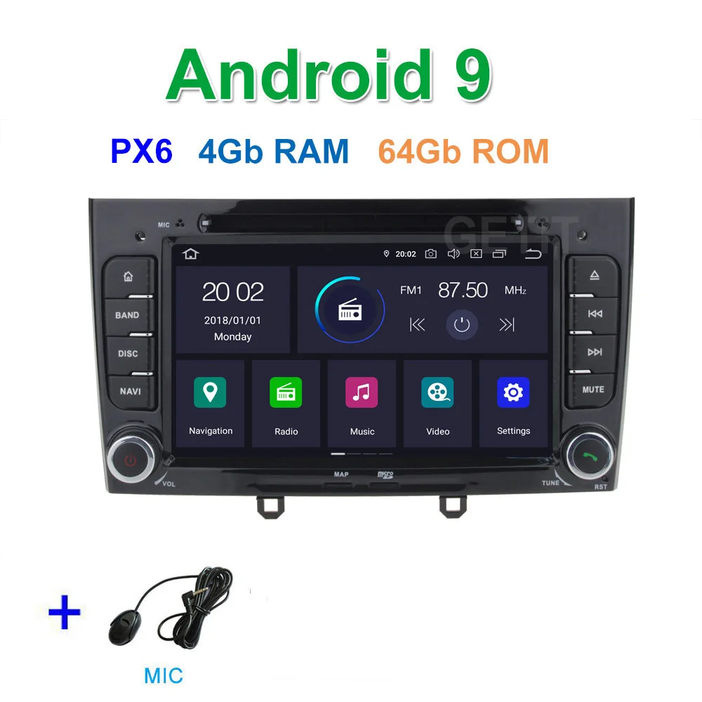 DSP 64G PX6 Android 9 автомобильный DVD видео плеер gps навигация для peugeot 408 308 308SW аудио Радио стерео головное устройство - Цвет: PX6 4G-RAM 64G-ROM