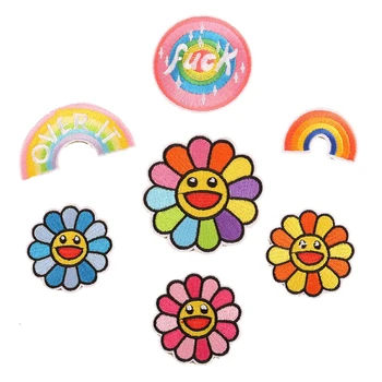 

Cartoon Embroidered Sunflower Sticker Iron On Sew On Clothes Patch DIY Jeans Coats Bags Appliques Handmade Flower Shirt Badges