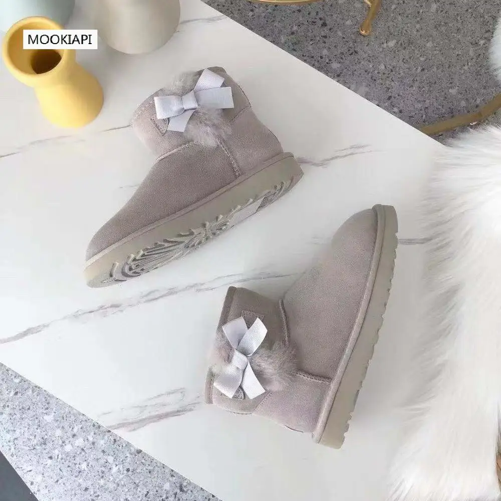 Australia's latest women's snow boots with wool ball, real sheepskin, natural wool, free delivery of high-quality shoes - Color: same picture