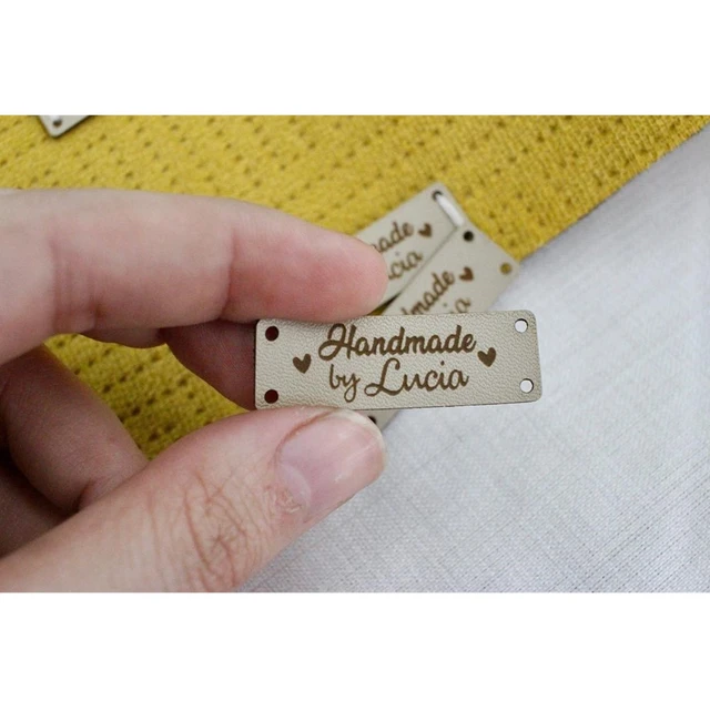 Etiquetas de cuero personalizadas de 50 piezas para artículos de punto,  etiquetas para productos hechos a mano, etiquetas de productos, etiquetas  de ropa de cuero personalizadas - AliExpress