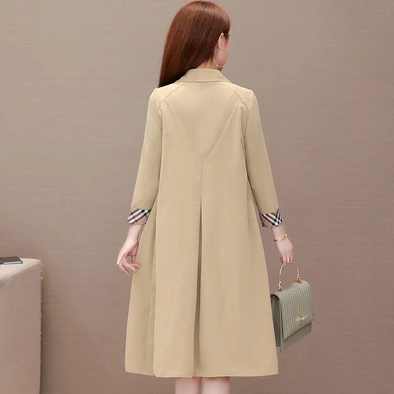 

Autumn Fashion Elegant Mixed Colors Trench Coat 2019 Korean-style Fold-down Collar Single Breasted Casual Versatile Loose-Fit Mi