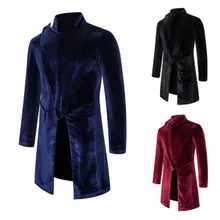 Мужской модный Тренч, Мужская одежда для выступлений, стоячий воротник, длинный Тренч