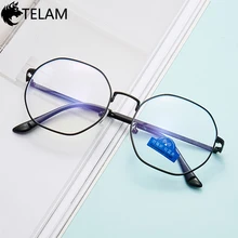 Мужской анти-синий светильник, оправа для очков, круглая Женская линза, близорукость, оптическое зеркало, металлические анти-синие прозрачные оправы для очков