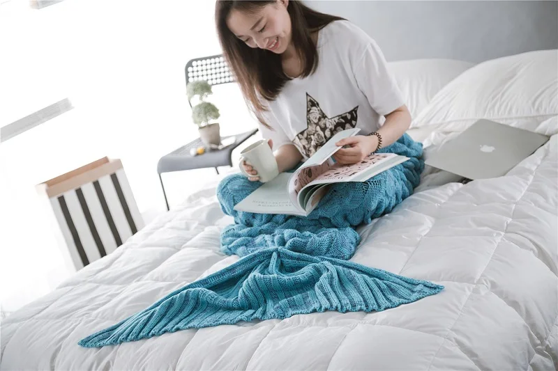 Одеяло с русалочкой, однотонное вязаное одеяло, домашнее одеяло для кровати, офиса, дивана, персонализированное одеяло - Цвет: style3