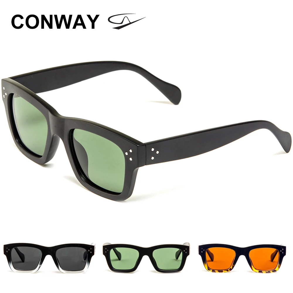 Black Большие поляризованные солнцезащитные очки CONWAY с УФ-блоком, большие квадратные солнцезащитные очки для женщин, большие солнцезащитные очки с широкой оправой - Цвет линз: Black
