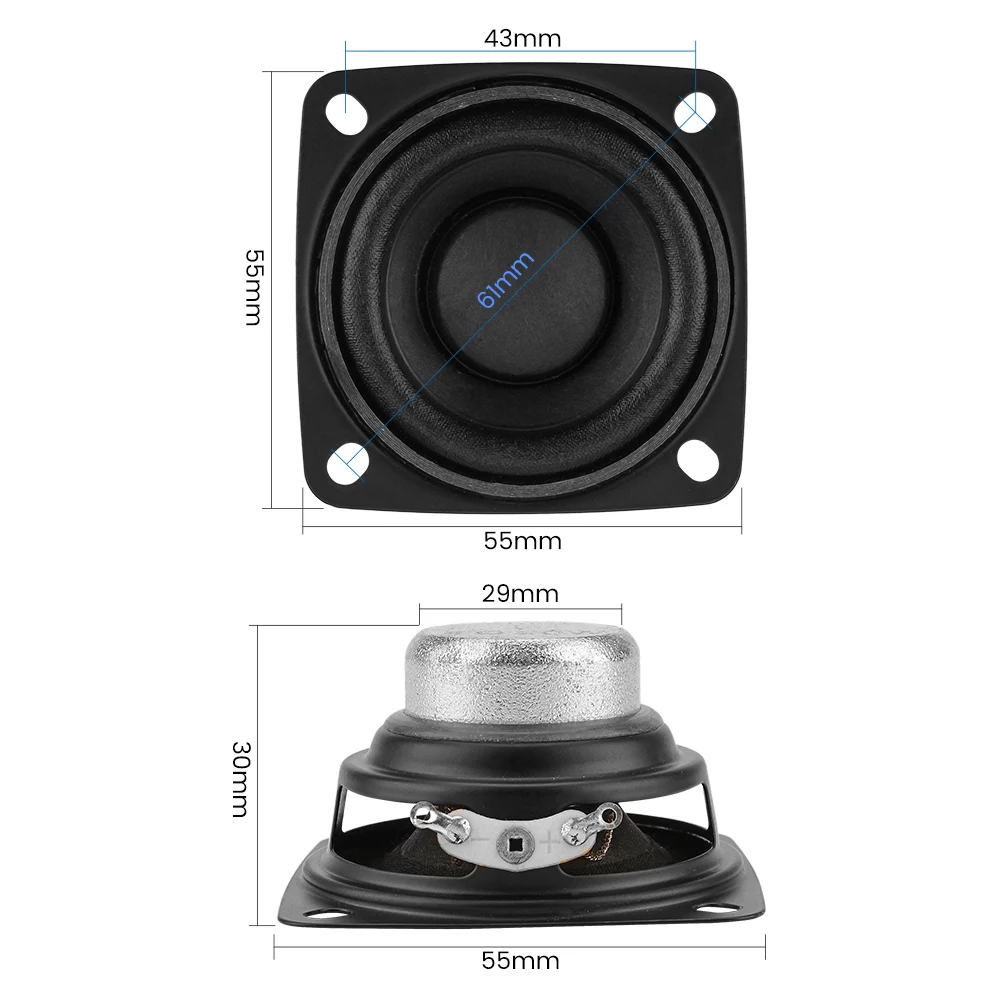 2Pcs 2 Inch Full Range Speaker Driver 4/8 ohm Radio Sound Amplifier Loudspeaker 10W 15W 20W DIY HIFI Bluetooth Speaker